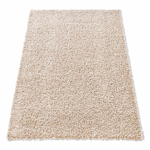 Shaggy Teppich | Flauschiger Langflor fürs Wohnzimmer, Esszimmer, Schlafzimmer oder Kinderzimmer | Creme